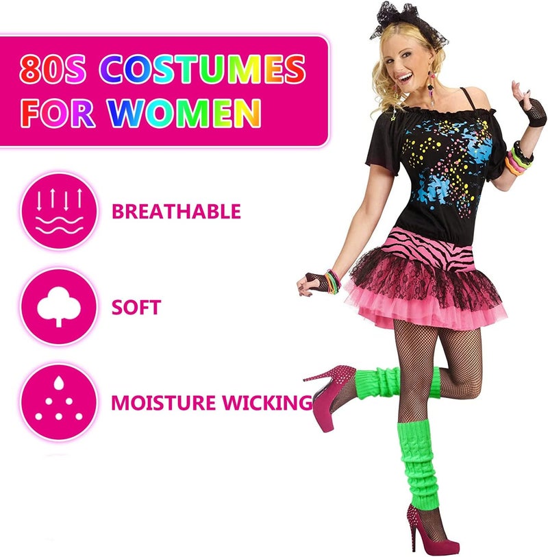 Junely Leg Warmers for Women 80s Cable Knit Leg Warmer for Ballet Dance Figure Skating Yoga Party Junior Neon Long Socks - Image 5